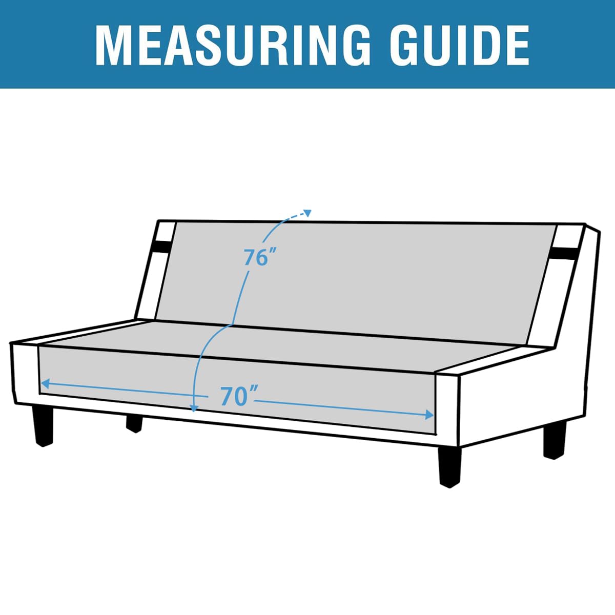 H.VERSAILTEX 100% Waterproof Futon Cover Reversible Futon Slipcover Armless Sofa Slipcover Furniture Protector Seat Width Up to 70" Washable with Adjustable Elastic Strap Anti-Slip, Grey/Beige
