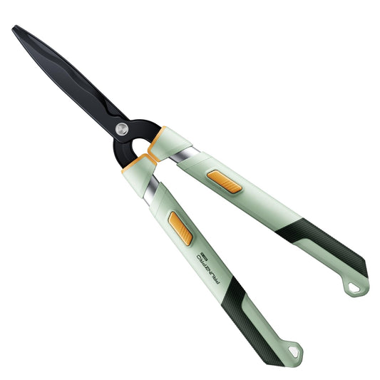 PrunePro® Extendable Hedge Shears (27"-35") Wavy Stainless Steel Blades | Teflon Coated for Smooth Cuts | Lightweight Adjustable Garden Clippers for High Hedges & Bushes