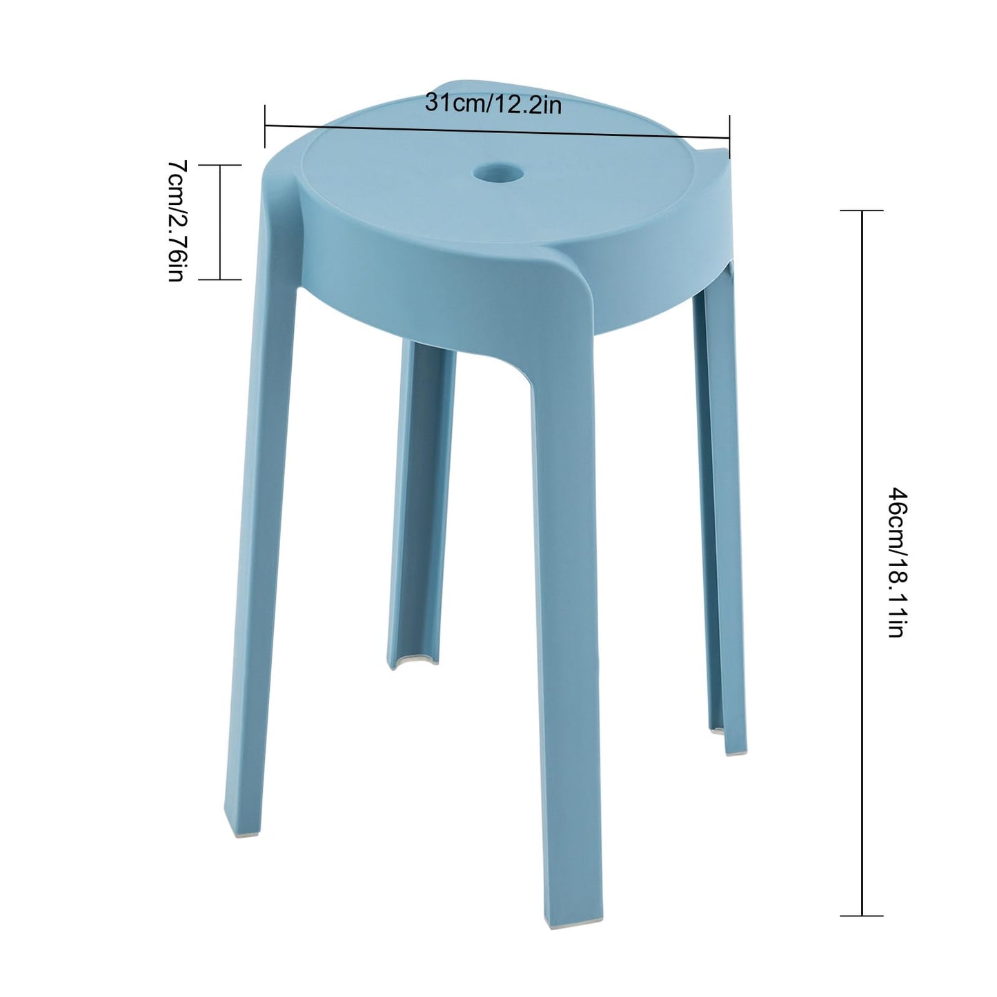HUASSION 5 Pack Plastic Stackable Stools, 18 Inch Colorful Round Classroom Stools for School, Kindergarten, Home & Office