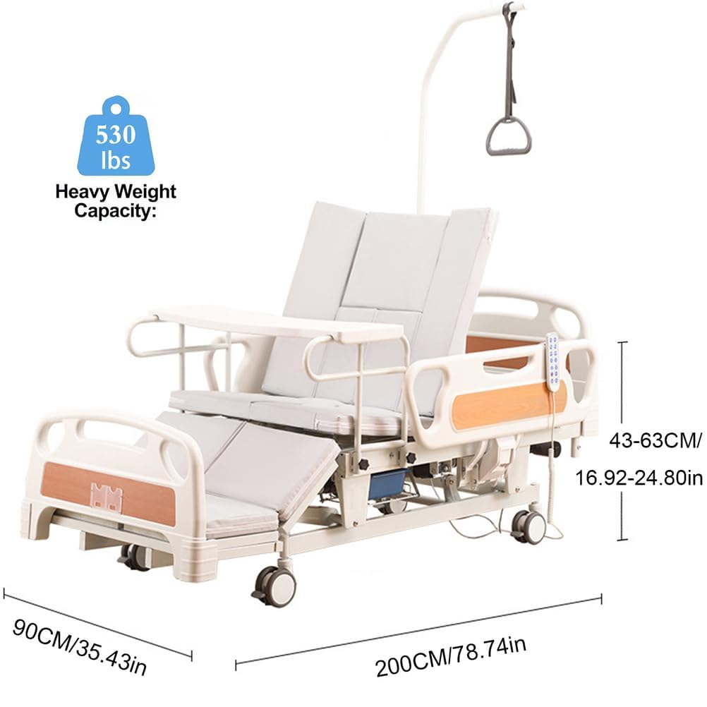 Falluk Adjustable Tilting Design Electric Hospital Beds with Exercise Handles for Home use for Elderly Post-Surgery Use, Motor Control & Central Locking System (Bed)