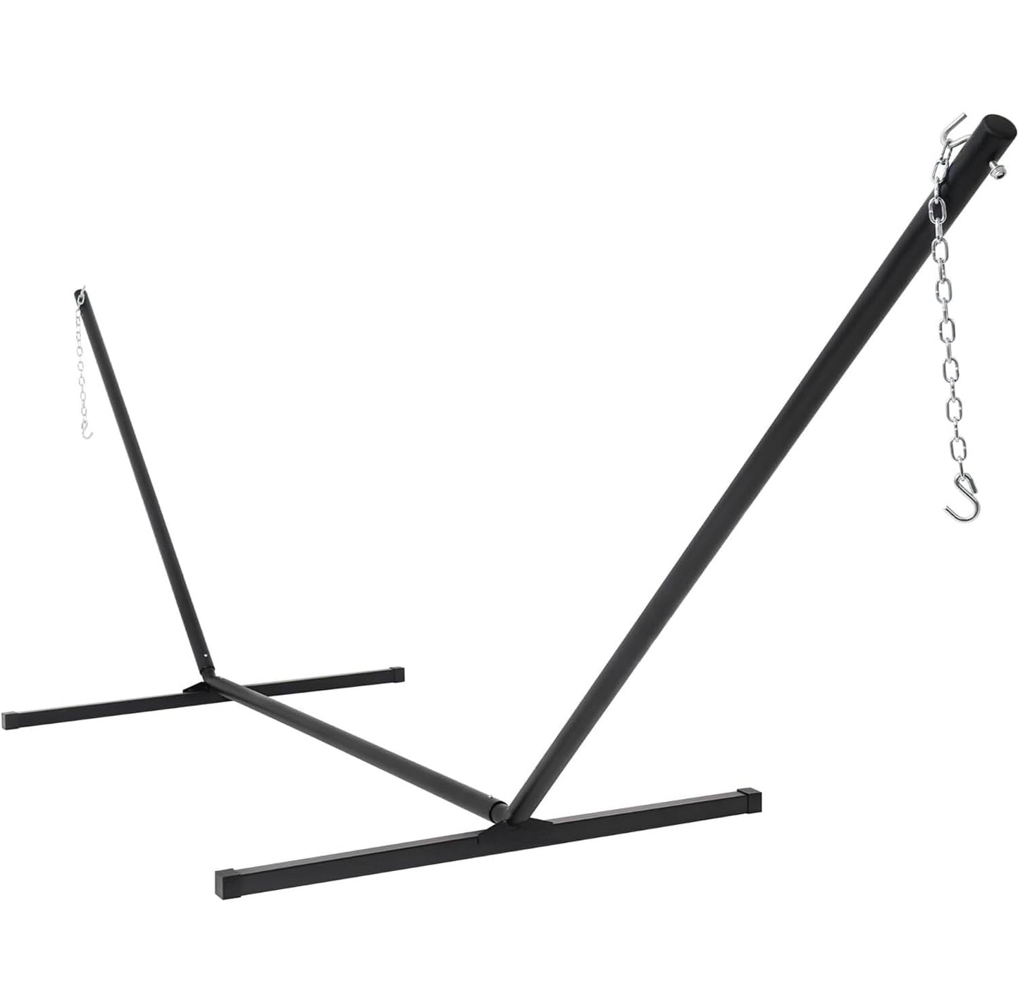 Lazy Daze Hammocks Portable 2 Person Heavy Duty Steel 15 FT Hammock Stand with Hooks and Chains for Outside, Patio, Backyard, 450 Pounds Capacity, Black