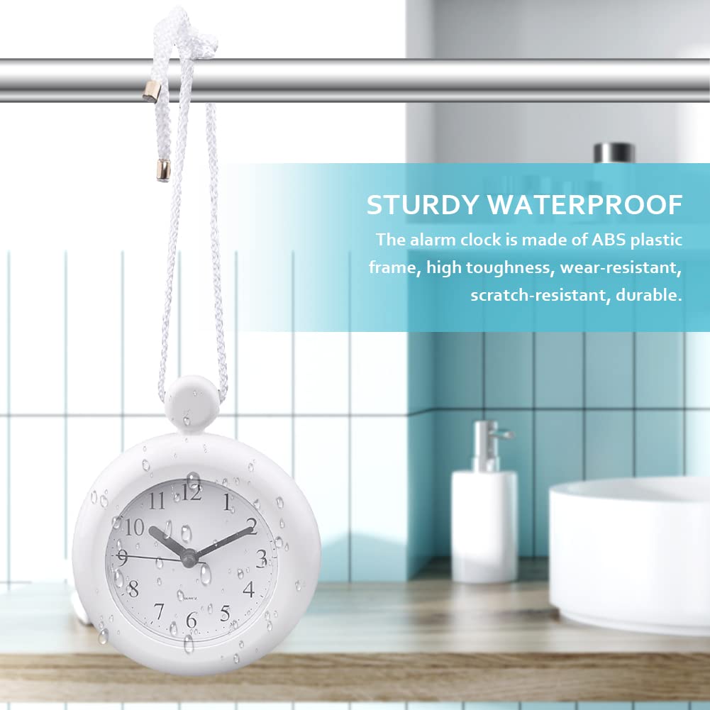 Waterproof Shower Clock, Silent Analog Bathroom Clock with Rope and Stand