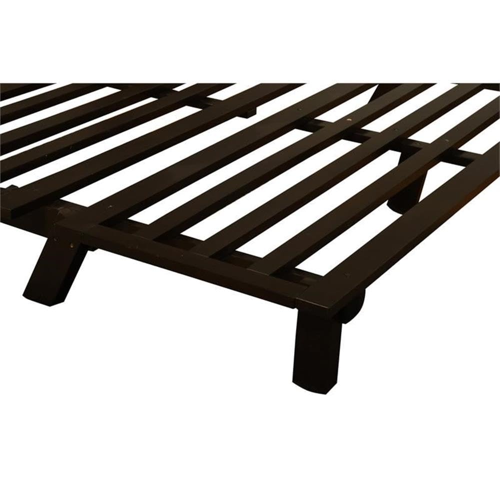 Kodiak Furniture Carson 75" Traditional Full-Size Wood Futon Frame, Solid Pine Construction, Assembly Required, in Java Brown Finish
