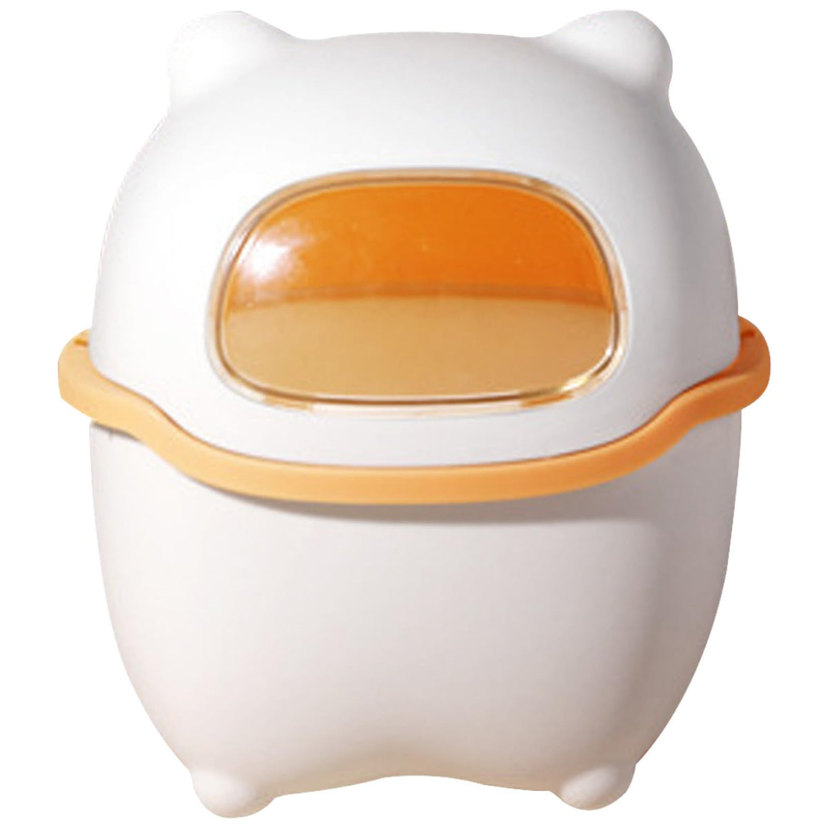 Yellow PP PET Mini Desktop Trash Can Cartoon Bear with Lid