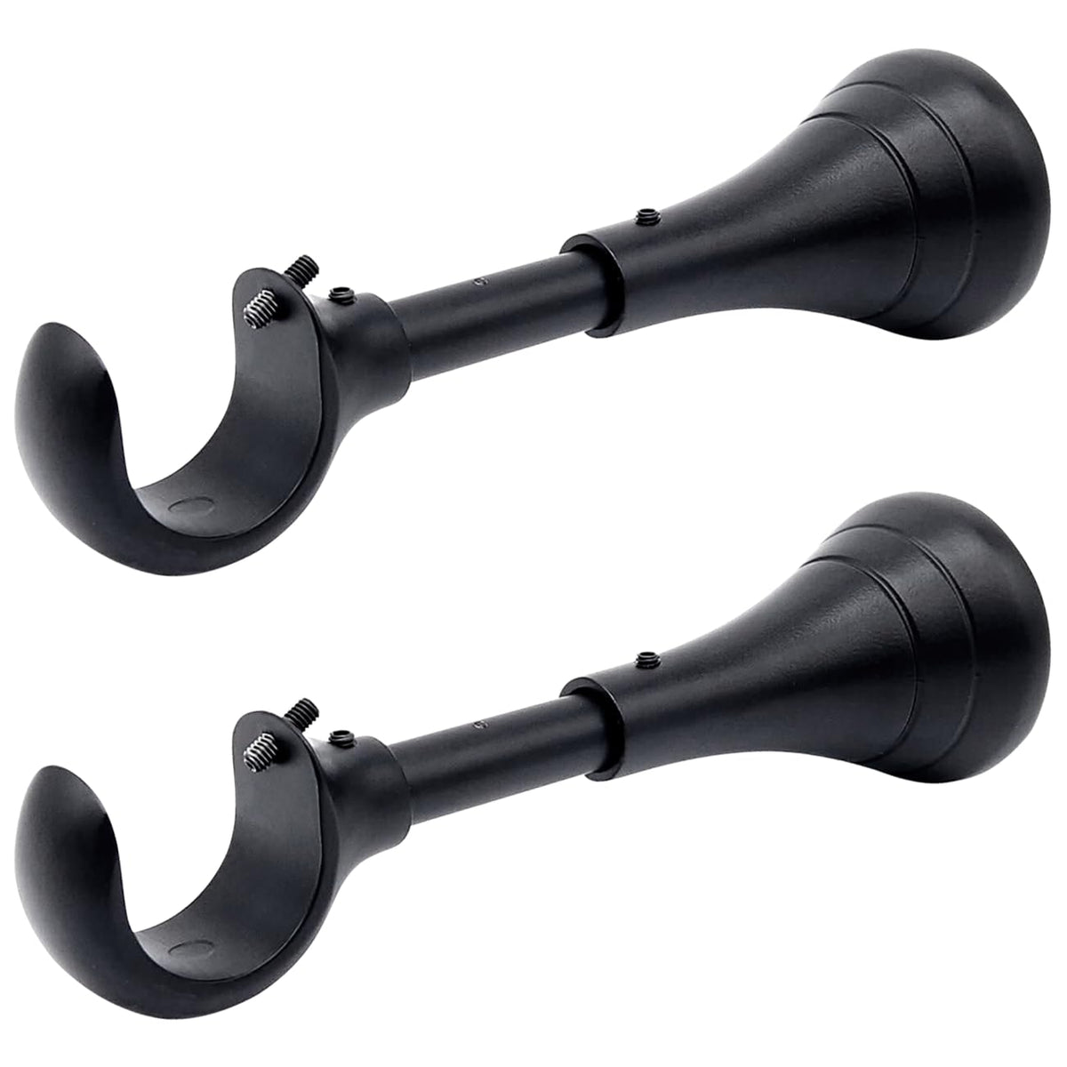 Heavy Duty Curtain Rod Brackets 6 inch Adjustable Holders, Black, Set of 2