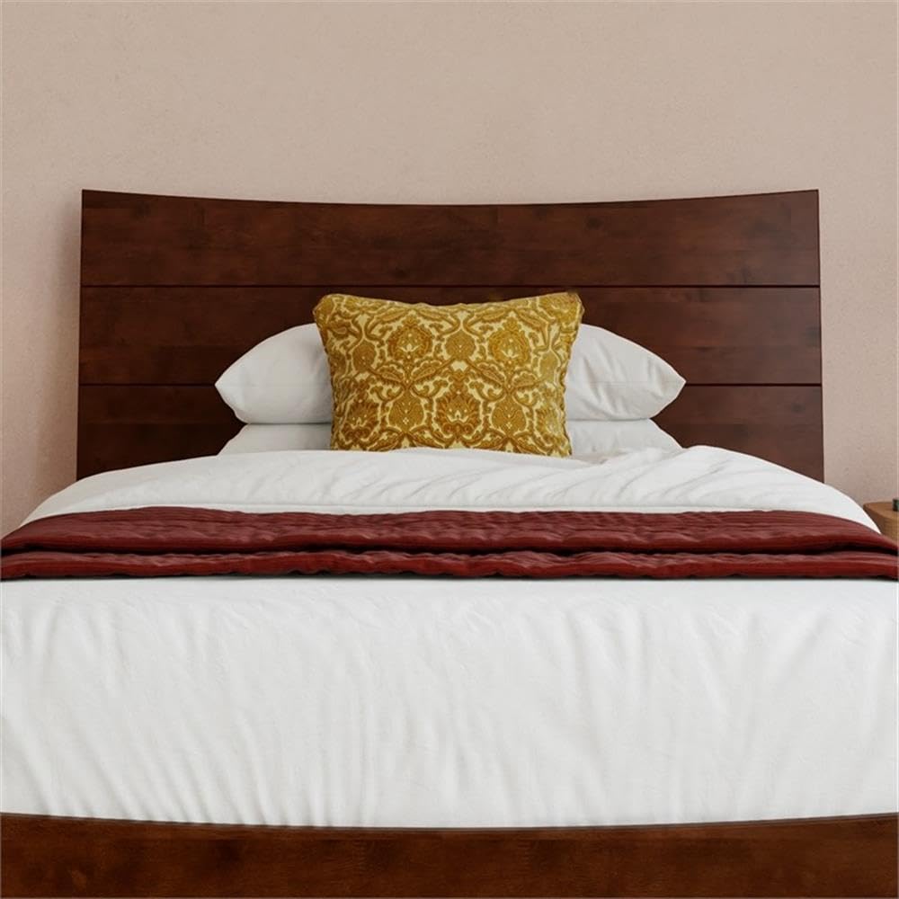 Pemberly Row Twin XL Solid Wood Platform Bed with Trundle, Walnut Finish, Horizontal Plank Headboard, Built-in Slat Kit, Durable Hardwood/Veneer Construction, 600 lb Capacity, Bedroom Furniture