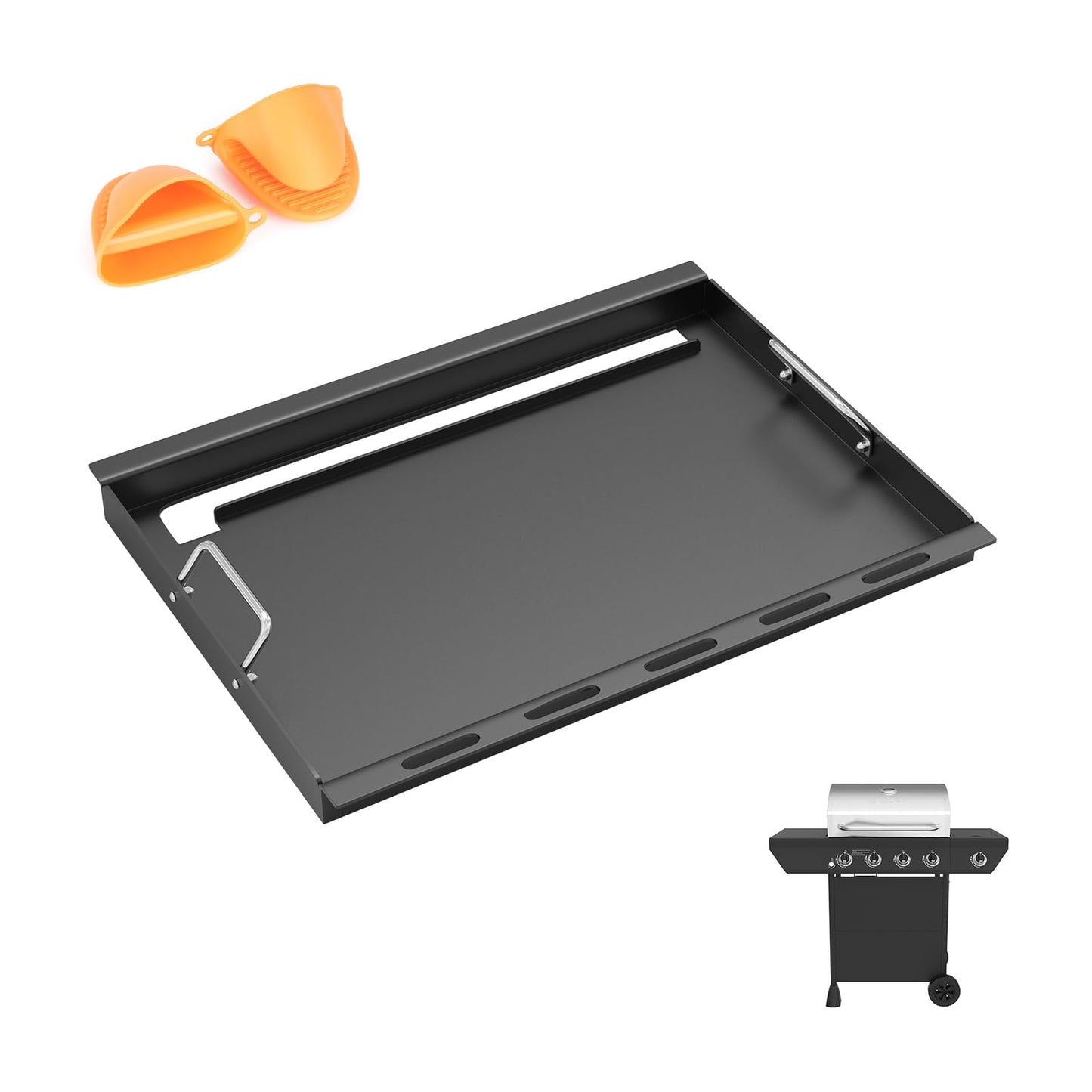 Full Size Griddle Insert Replacement Part for Nexgrill 4-Burner 720-0925 Grills, Non-stick Flat Top Cooking Griddle for Nexgrill 720-0925P 720-0925PG 720-0340 720-0718A, Carbon Steel