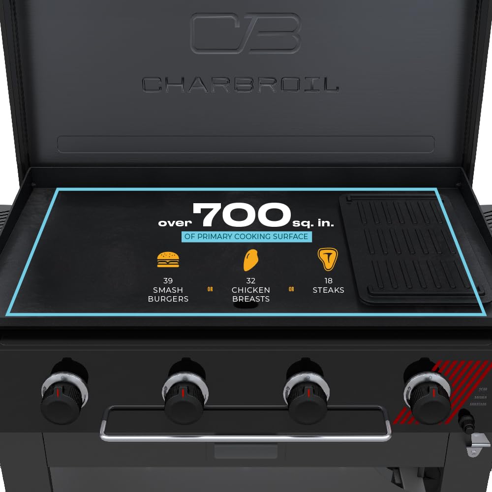 Charbroil 36" Performance Series Deluxe Propane Gas Griddle with Cart 4 Burner Flat Top Grill, Black - 463285924