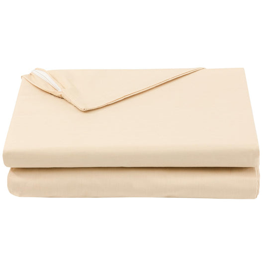 FULI 100% Cotton Zippered Futon Cover, Japanese Shikibuton, Twin XL, Beige