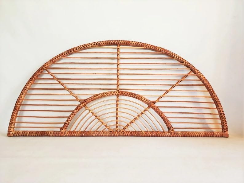 direfly Handwoven Rattan Headboard - Natural Wicker & Solid Wood Frame - Boho Chic Bedroom Decor for Queen/King/Full/Double Beds