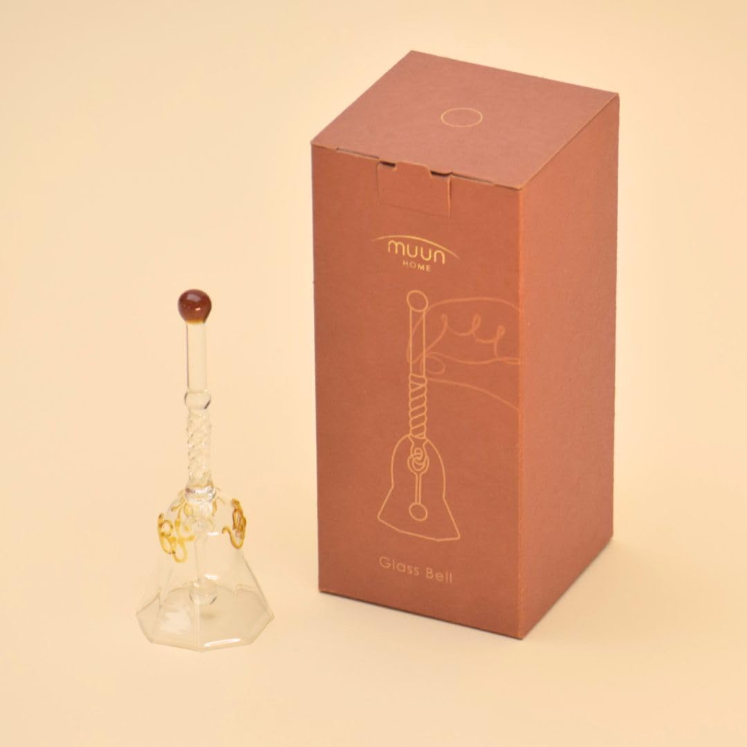 Glass Ringing Bell for Pooja & Mandir | Decorative Temple Bell for Home Decor, Housewarming, Wedding & Festive Gift (Amber)