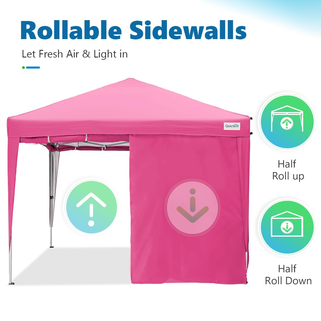Quictent Easy Pop up Canopy Tent 10'x10' with 4 Detachable Window Sidewalls, One Person Setup, Waterproof Outdoor Portable Vendor Event Tent Shelter Enclosed, Wheeled Bag Included