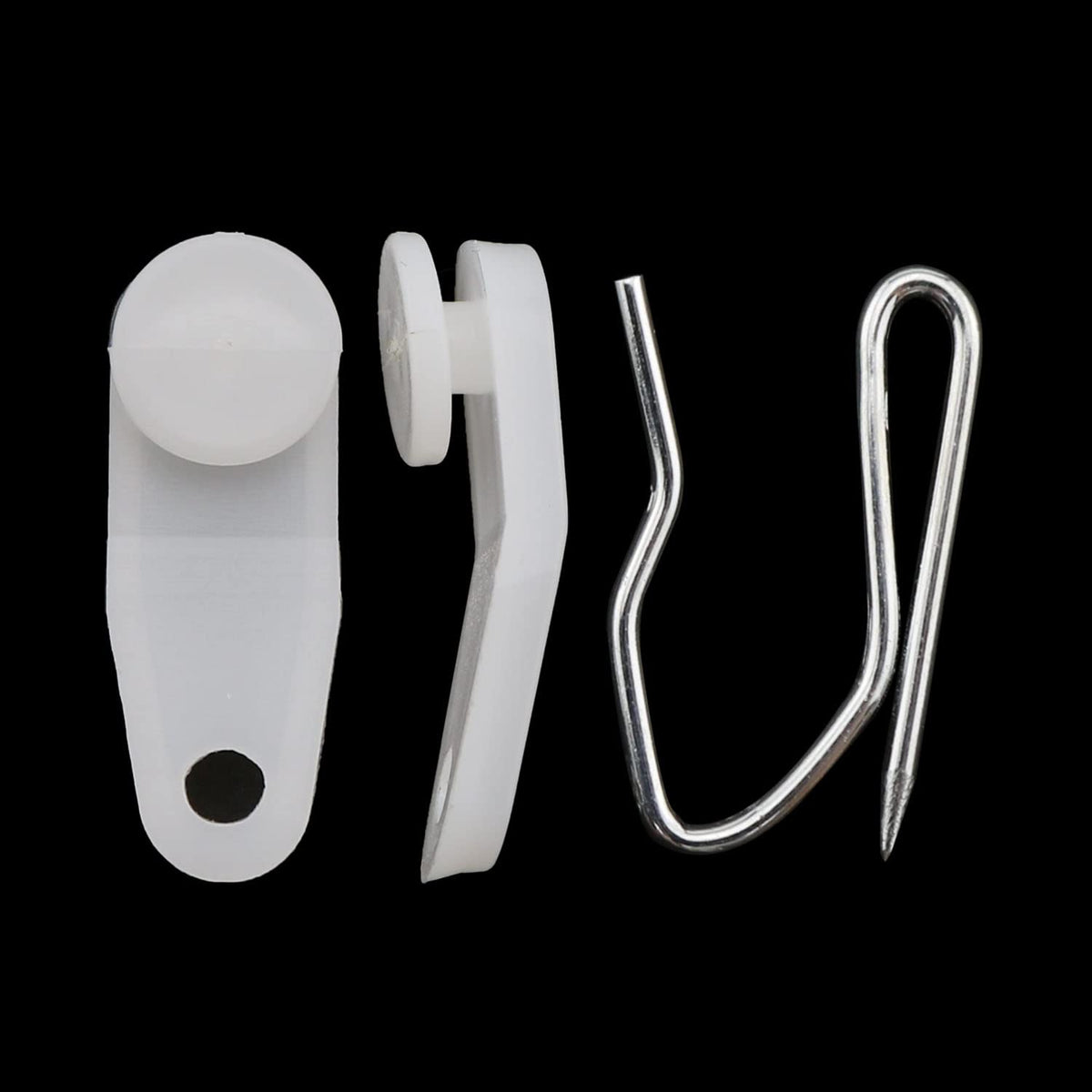 MEETOOT 50pcs Curtain Rail Slide Plastic Snap-in Traversing Rod Slides and 50pcs Living Room Bedroom Window Curtain Hanging Hook Drapery Pin Hooks