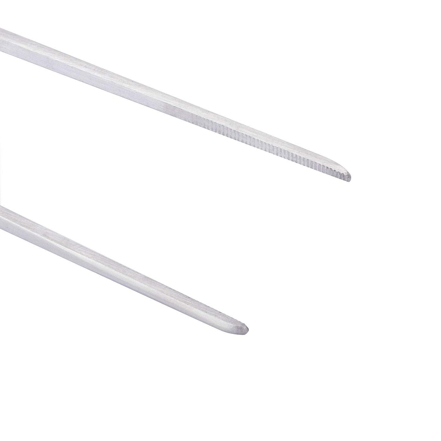Stainless Steel Polished Extra-Long 10.6 inch Tongs Tweezers with Precision Serrated Tips for Garden, Kitchen, Indoor & Outdoor