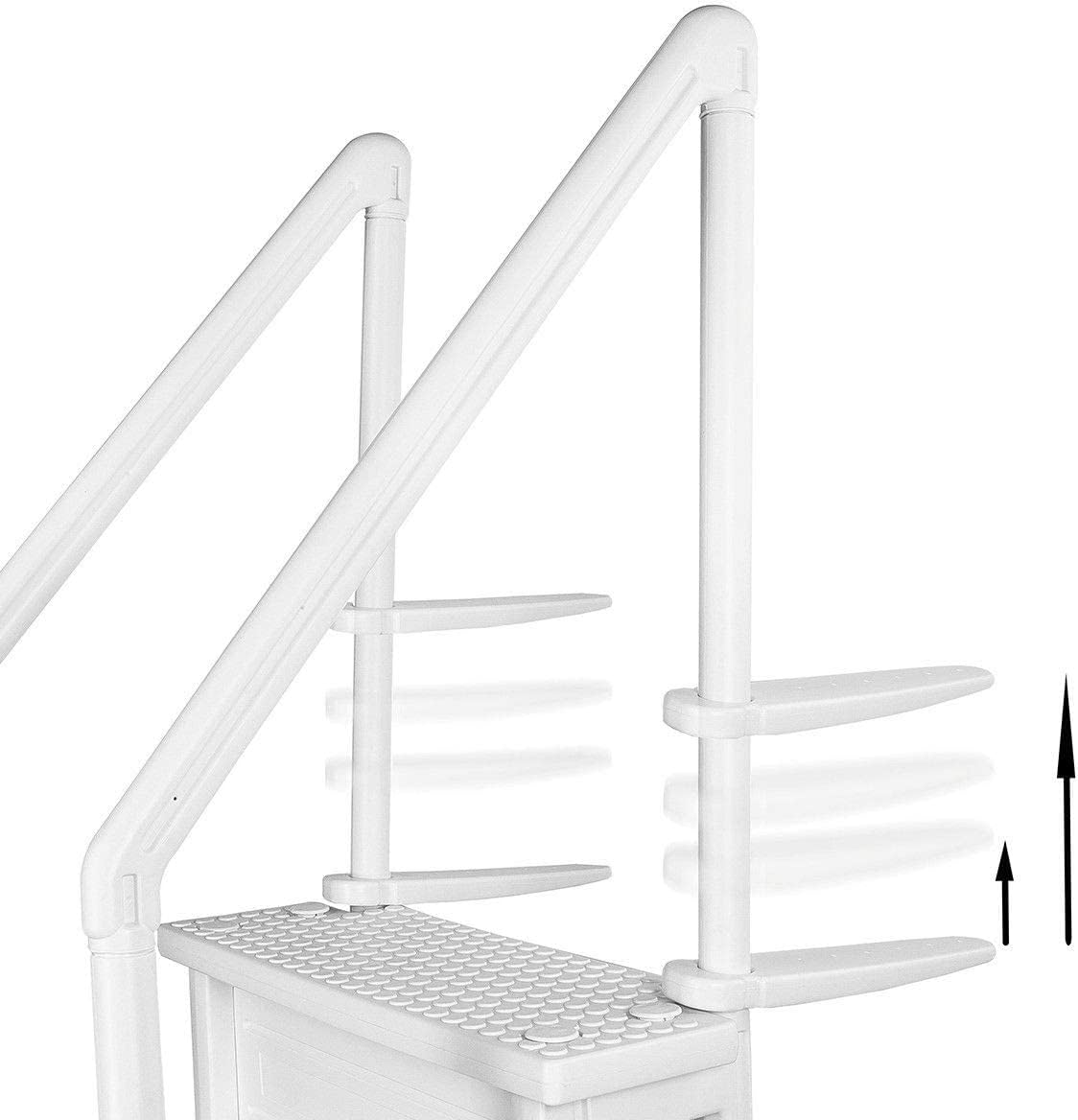 XtremepowerUS 4-Step Above Ground Swimming Pool Ladder Step to Deck Mounted Step Ladder W/Double Handle Rail Slip Prevent 48" to 54" inch, White