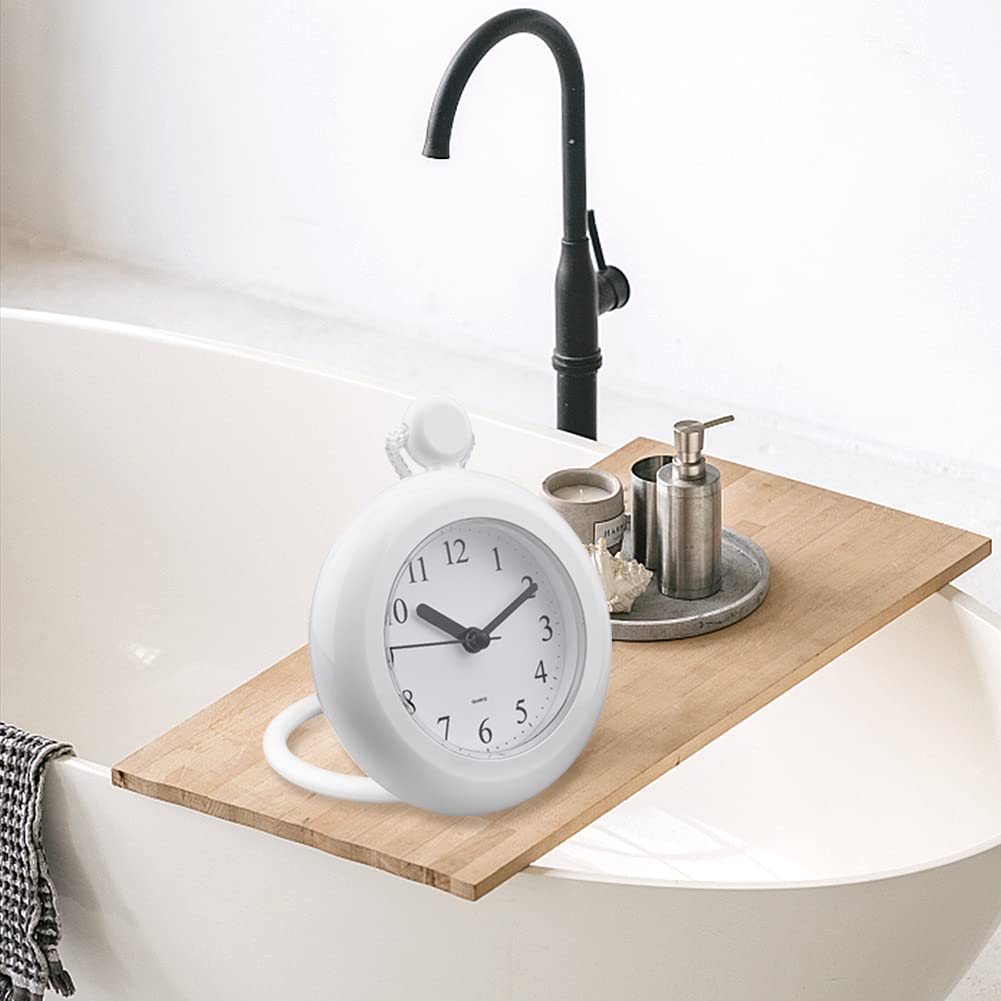 Waterproof Shower Clock, Silent Analog Bathroom Clock with Rope and Stand