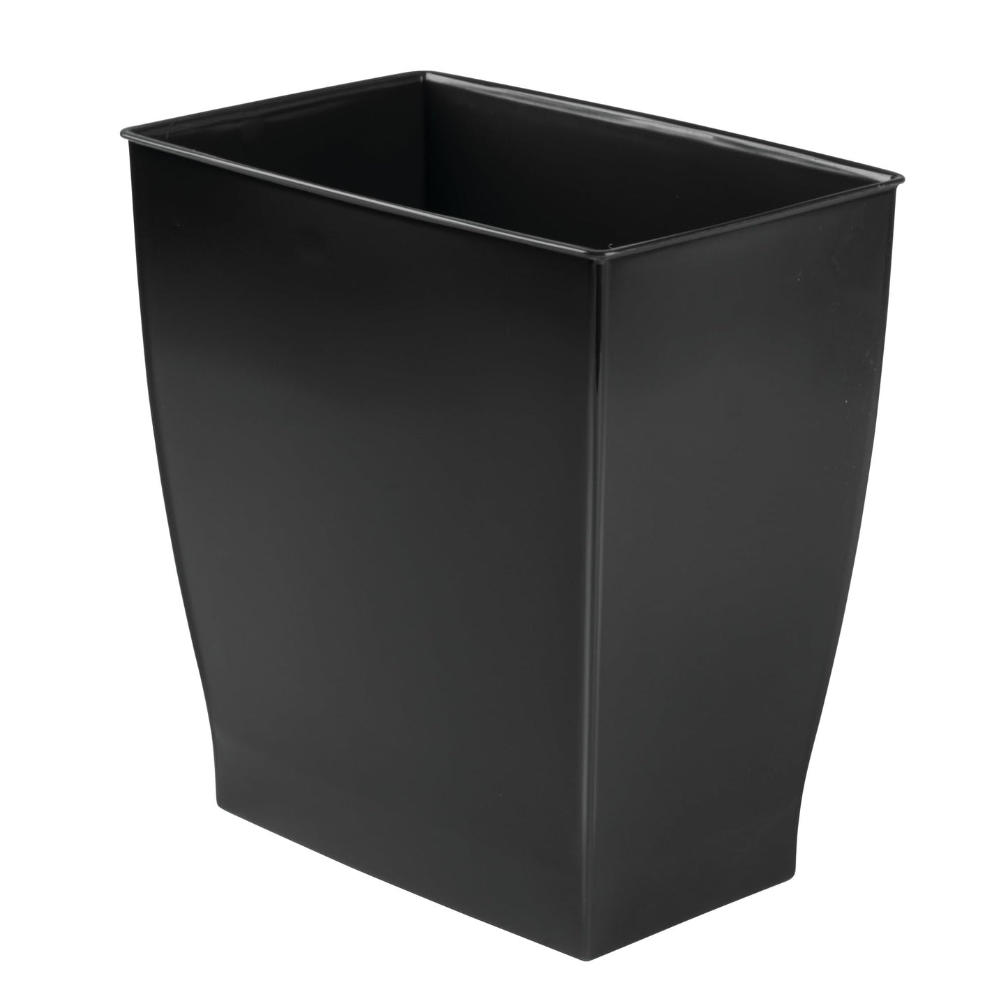 iDesign Small Plastic Bathroom Trash Can, Black