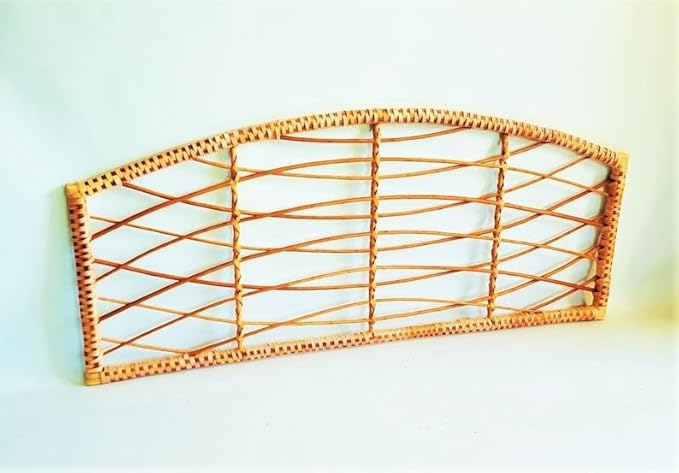 direfly Handwoven Rattan Headboard – Natural Wicker & Wood Frame