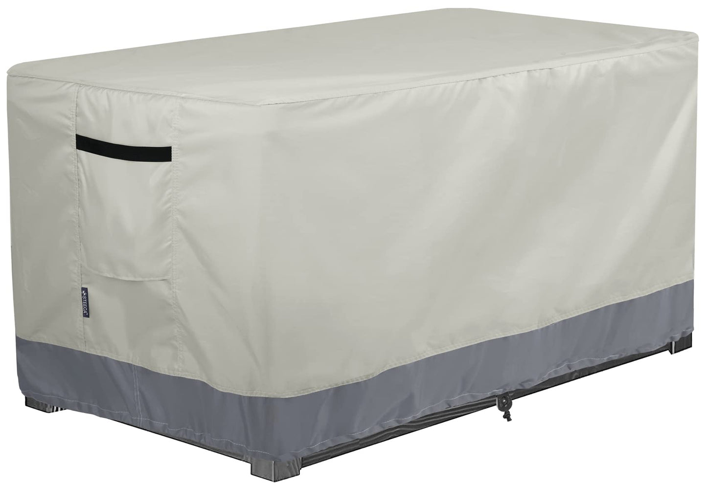 STEECA Patio Deck Box Cover Waterproof Outdoor Rectangular Storage Bench Cover 46L x 22W x 24H inch