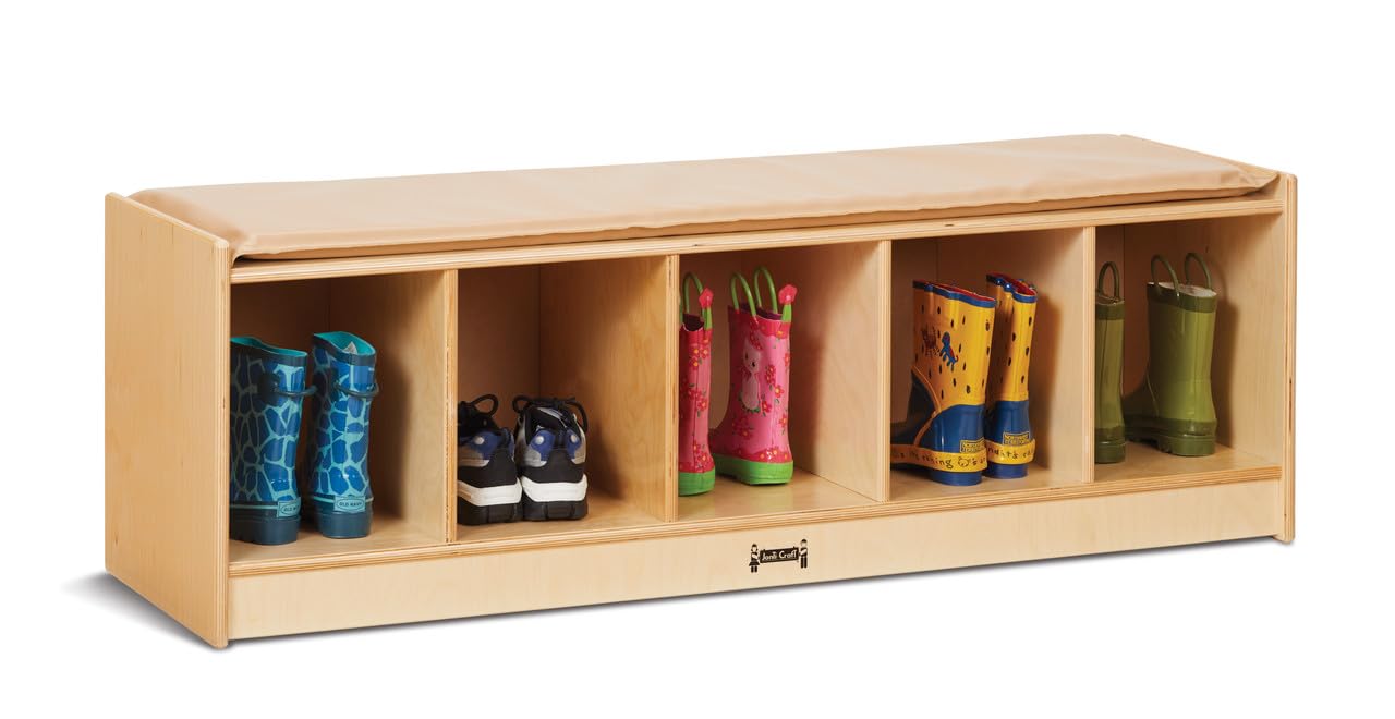 Jonti-Craft 90935JC 5 Section Bench Locker, Wheat Cushion