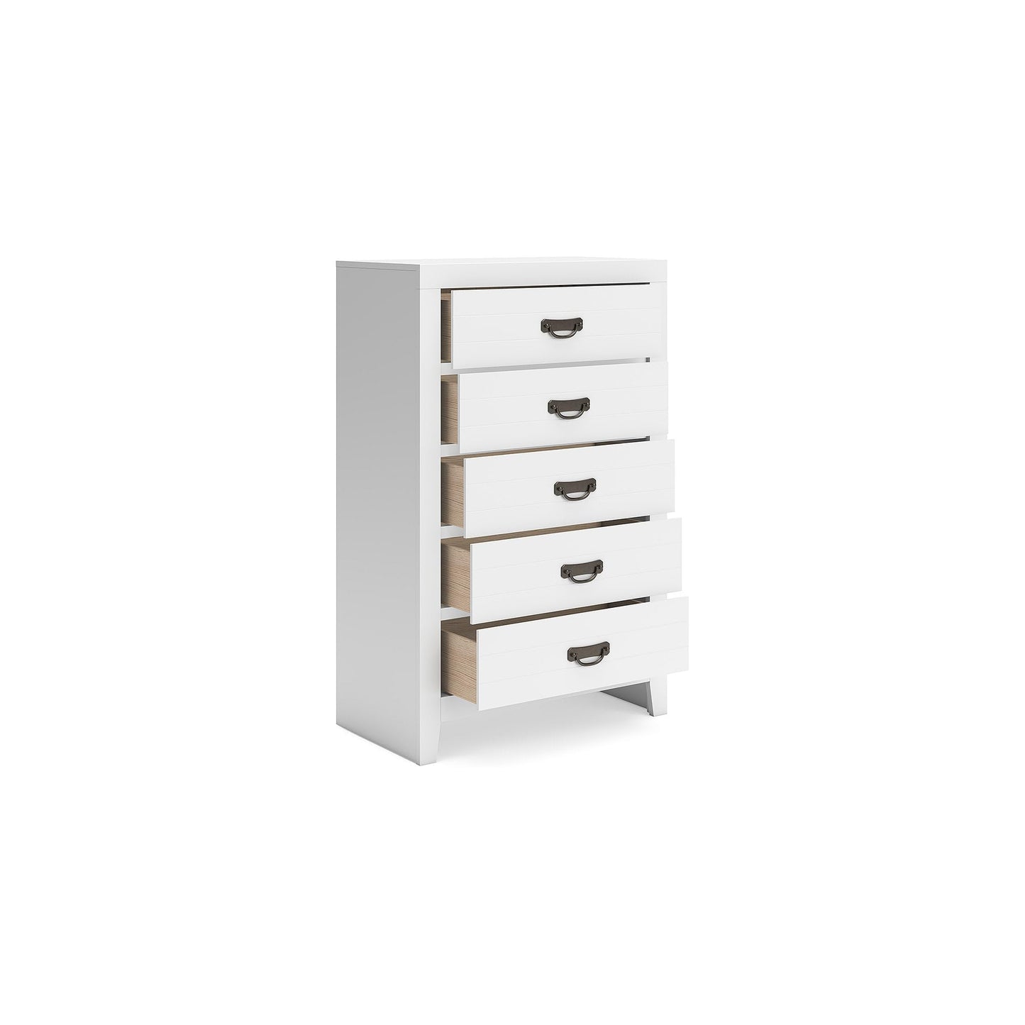 Signature Design by Ashley Binterglen Contemporary 5-Drawer Chest with Safety Stop, White
