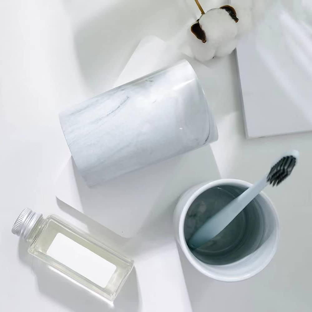 RabyLeo Marble ceramic mug, creative toothbrush holder, simple drinking cup. (Grey)