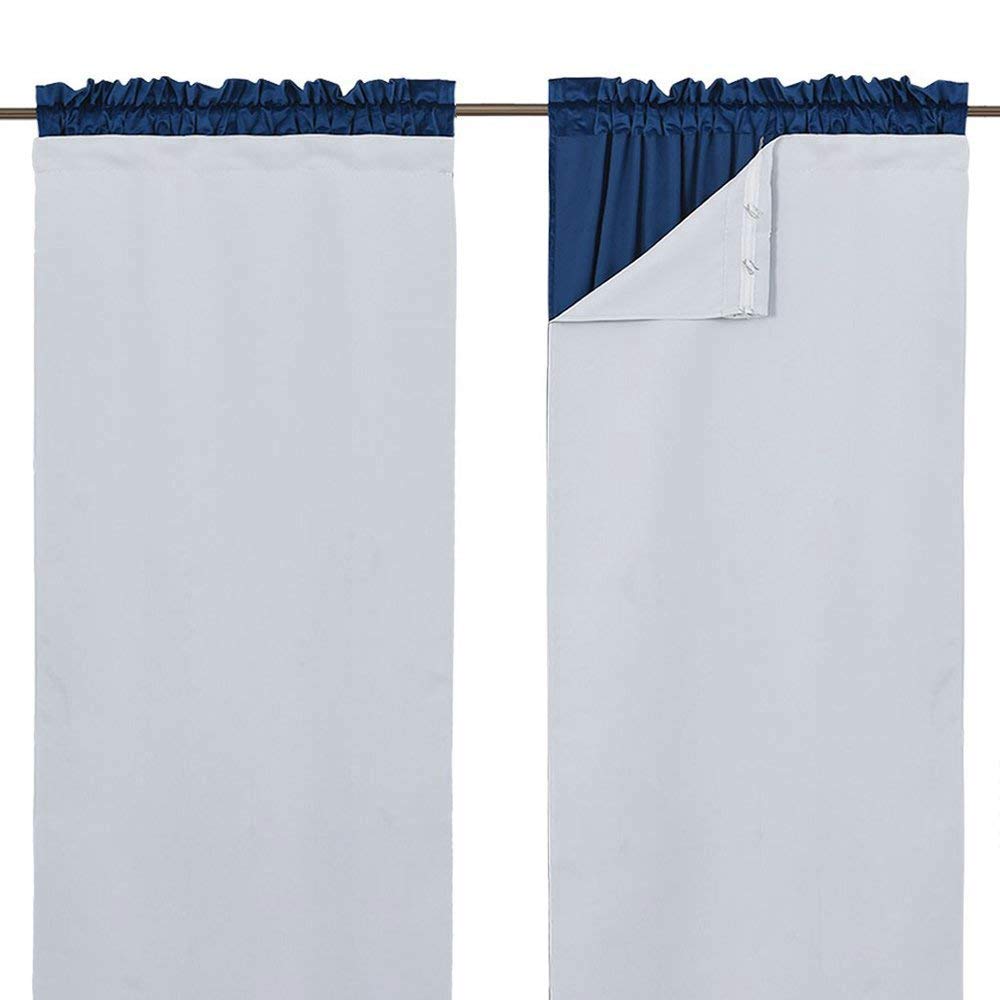 NICETOWN White Blackout Curtain Liners for Window - Noise Reducing Light Blocking Liner for 84 inch Curtains (Set of 2, Each is 27" x 80", Hooks Included, Greyish White)