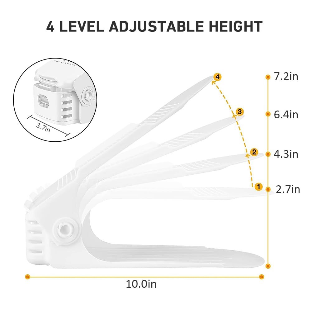 NVGSN Shoe Slots Organizer 20Pack,Shoe Stacker,Cloest Space Saver 50%,White