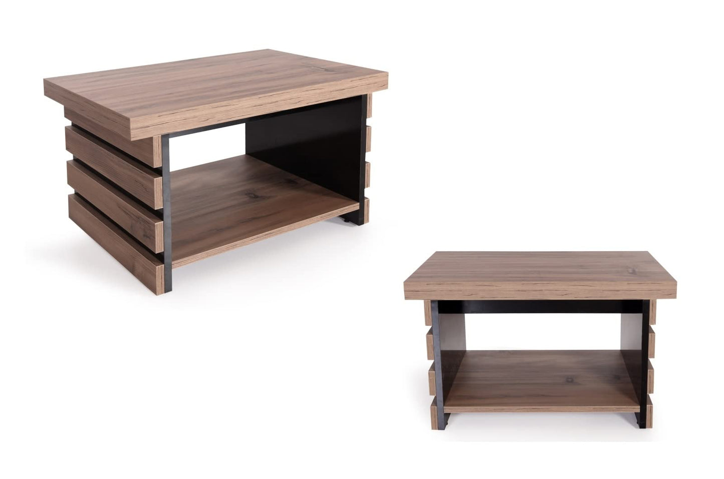 Casa Mare 87" Wood Office Furniture Set of 4pcs | Executive Desk w/Leather Pad | Large Storage Cabinet w/Chrome Handles & Legs | Modern File Cabinet | Coffee Table | Sturdy Farmhouse Home Workstation