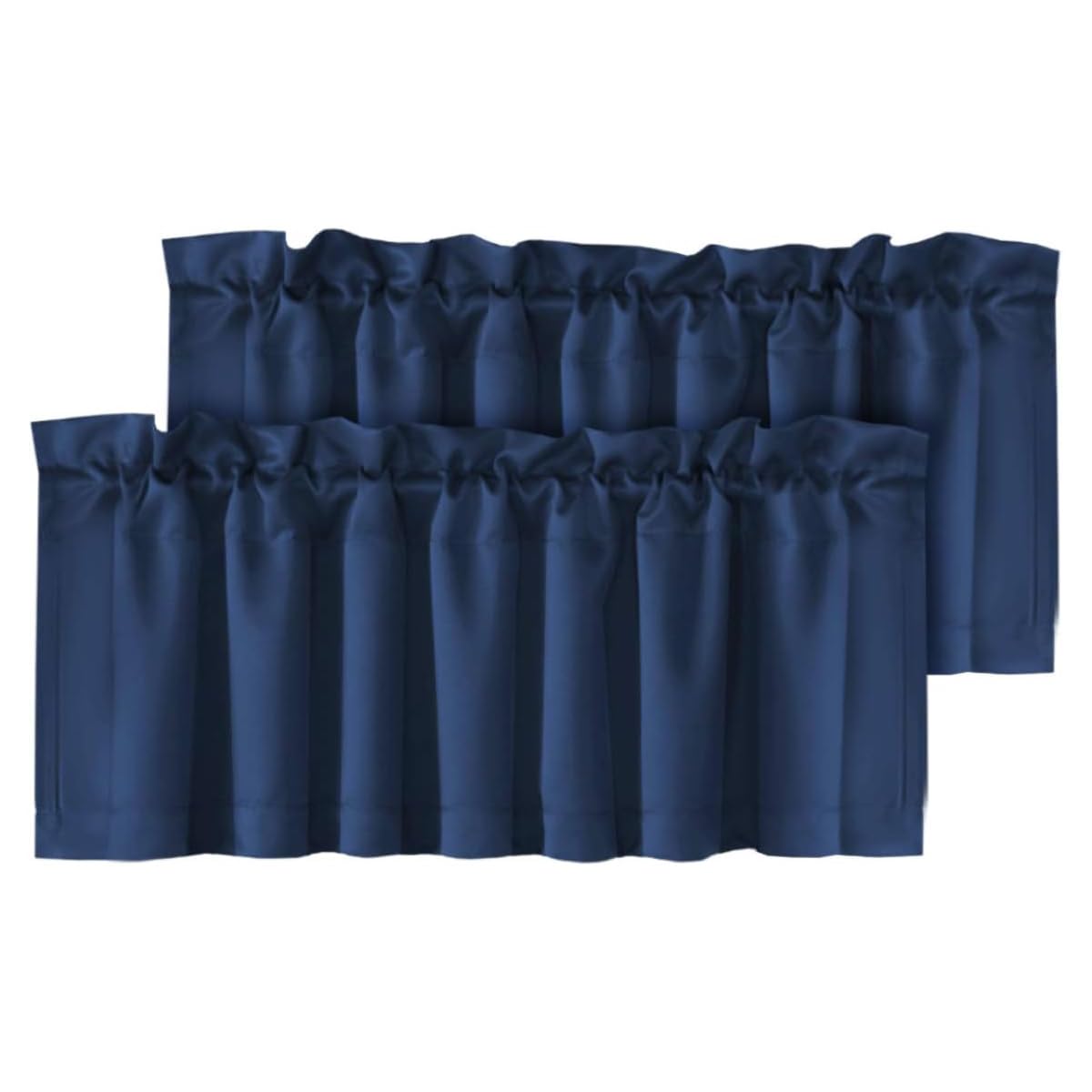 H.VERSAILTEX Blackout Valances for Windows,Navy Blue Short Window Valance Curtains for Living Room/Bedroom/Bathroom Privacy Decorative Rod Pocket Kitchen Valances，2 Panels，52" W x 18" L, Navy
