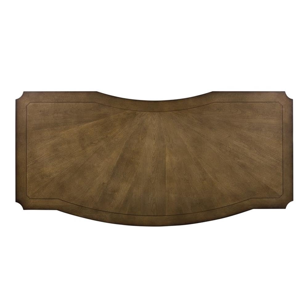Pemberly Row Jr Executive Office Set, Medium Brown Finish, Antique Toffee Poplar & Birch Veneers, 5-Piece, Includes Desk, Credenza, Hutch, Adjustable Shelves, Touch LED Lighting, Wire Management