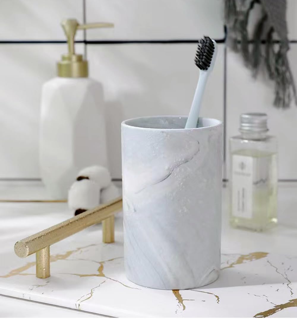 RabyLeo Marble ceramic mug, creative toothbrush holder, simple drinking cup. (Grey)