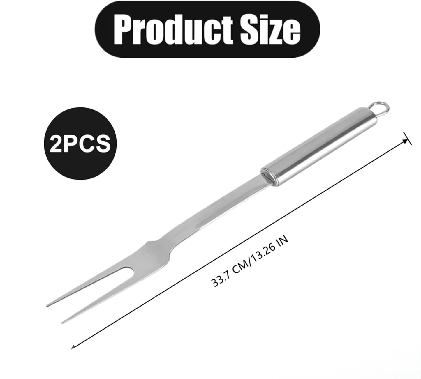 Stainless Steel Meat Forks, Two Pronged BBQ Grilling Forks for Cooking, 13 Inch, 2 Pack