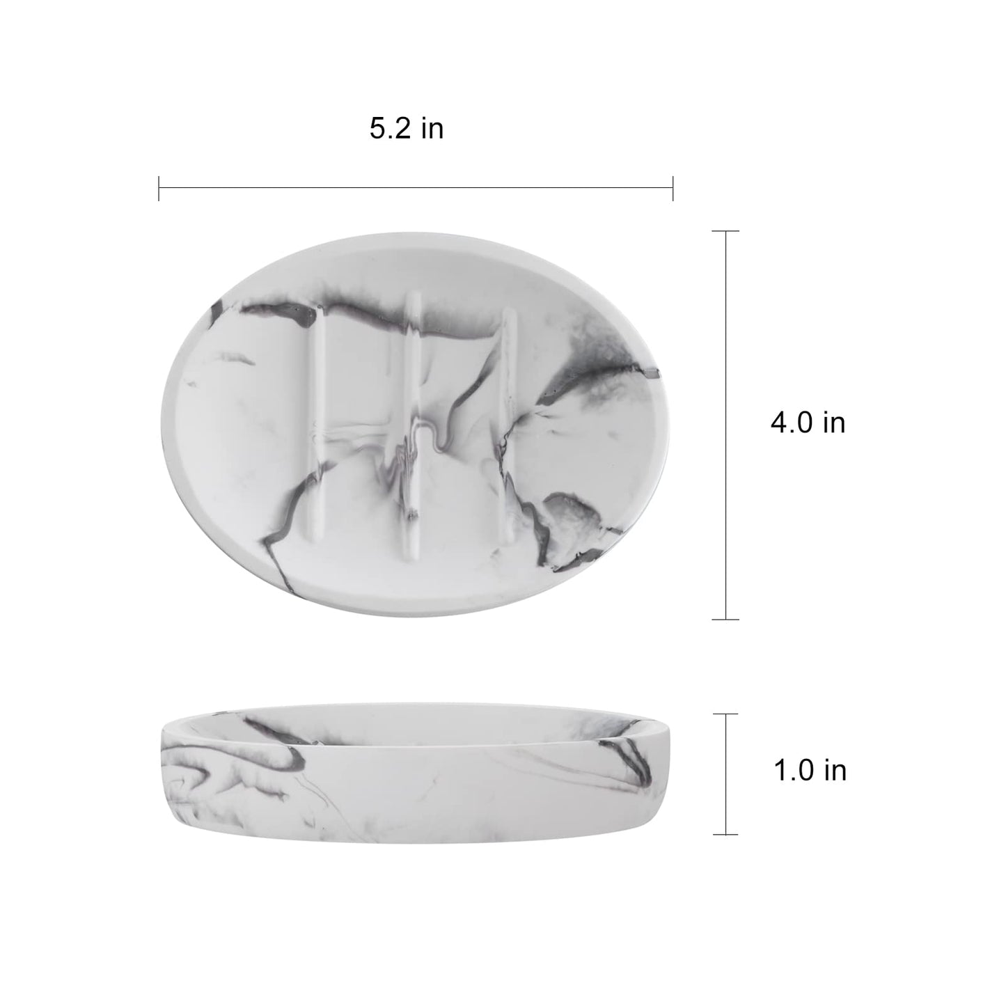 INIUNIK Marble Look Soap Dish - Bar Soap Holder for Shower, Bathroom & Kitchen Sink