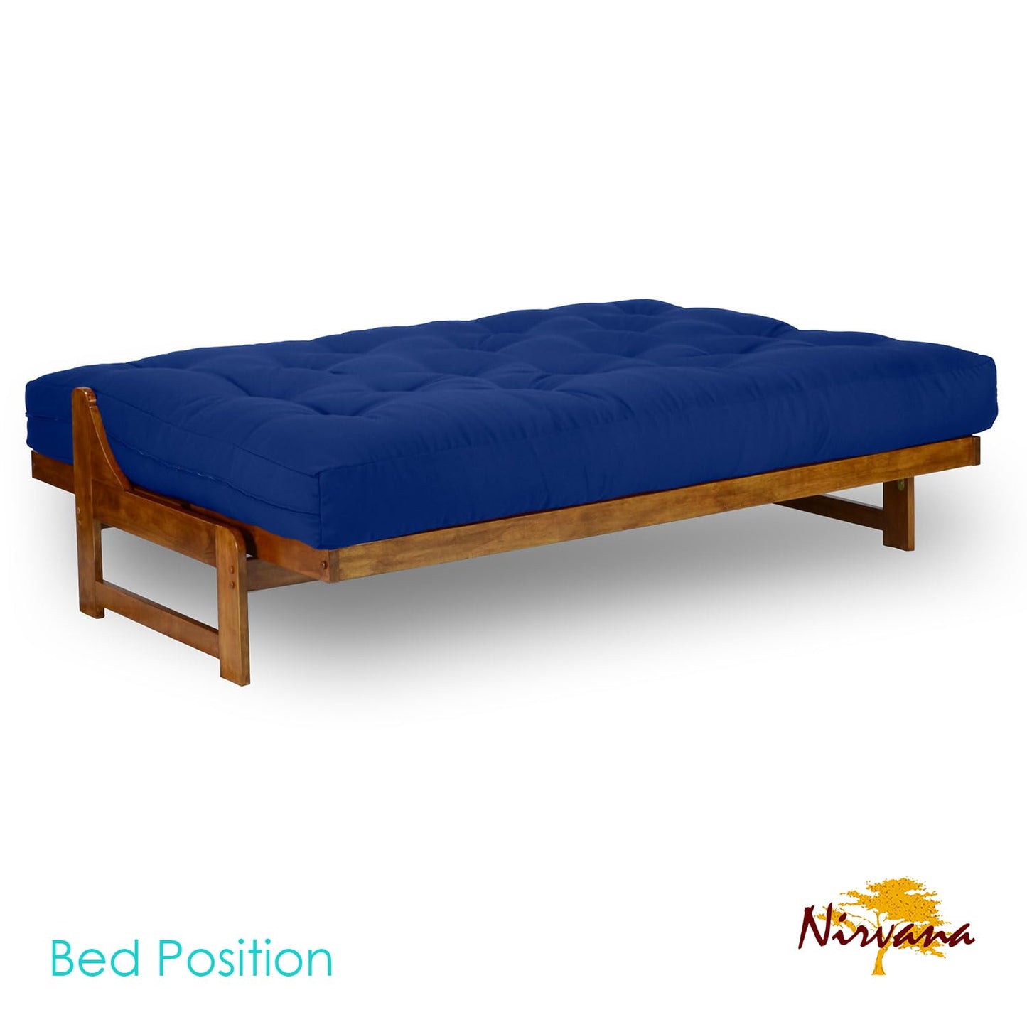Nirvana Futons Arden Futon Set - Queen Size, Frame, 8" Mattress, Twill Royal Blue Cover