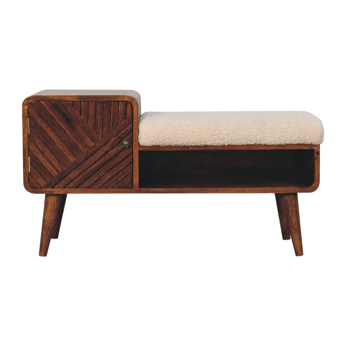 Artisan Furniture Solid Wood Boucle Carved Chestnut Telephone Table