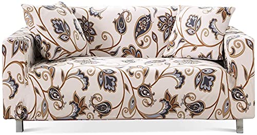 HOOBUY Printed Sofa Cover Stretch Couch Covers Patterned Loveseat Slipcovers for 2 Seater Cushion Couch Love Seat Set QMT (2 Seater/Loveseat)