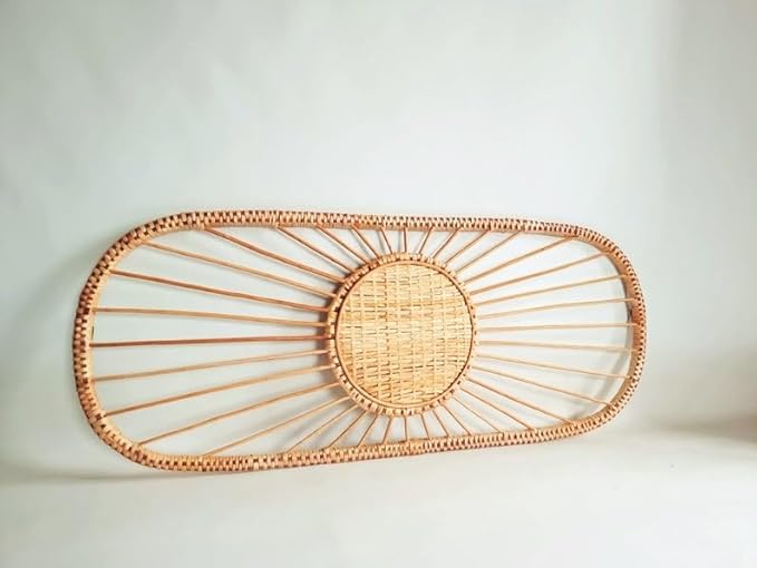 direfly Boho Chic Rattan Headboard – Handwoven Wicker & Reclaimed Wood Frame – Queen/King/Full/Double Size Natural Bed Headboard