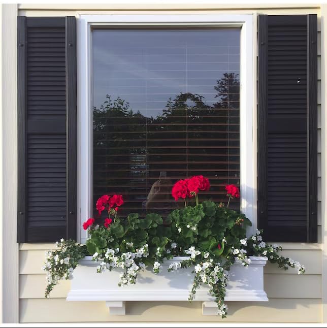 Polaris Homeside Open Louver Vinyl Shutters (1 Pair) 14-1/2in. x 59in. - 050 Black