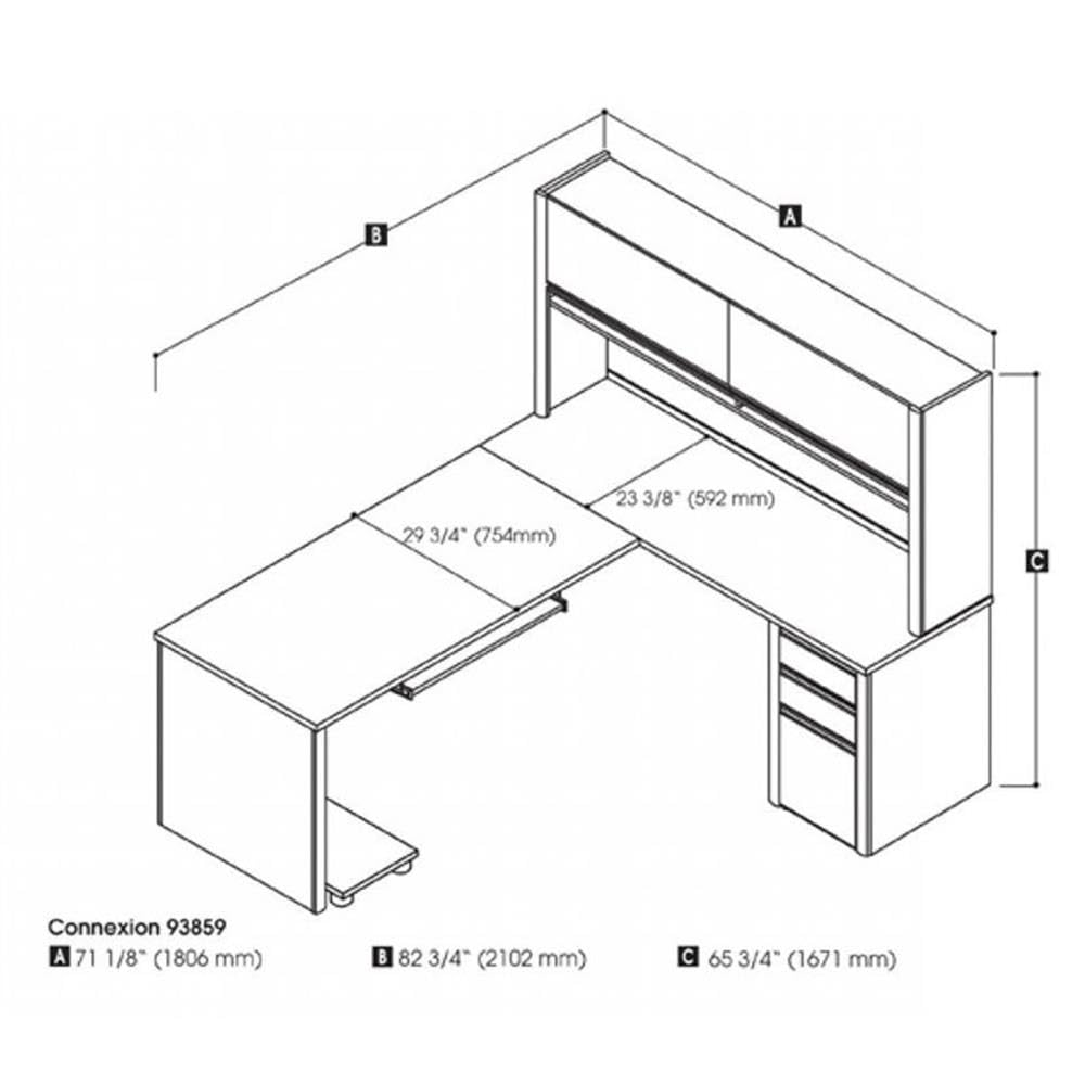 BOWERY HILL Modern Wood 5 Piece L-Shaped Computer Desk with Hutch, Slate Gray Finish, Melamine Surface, Durable Office Furniture Set with Storage, Keyboard Tray, Wire Management