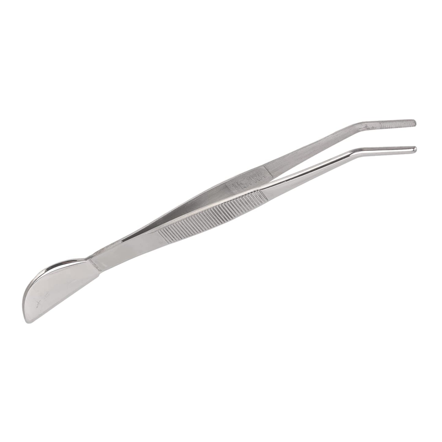 TOPINCN Bonsai Tweezers, Stainless Steel Long Plant Tweezers with Moon Spatula Head, Home Garden Potted Loosening Soil Plan Grass (Bent)
