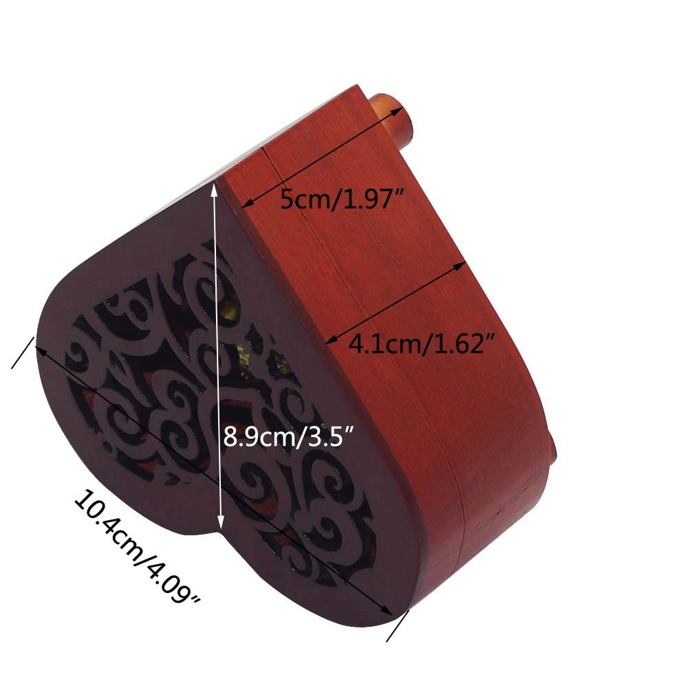 Pursuestar Edelweiss Music Box, Heart Shaped Vintage Hollow Out Wood Mechanism Wind Up Musical Box Gifts for Birthday Christmas Wedding Valentine's Day