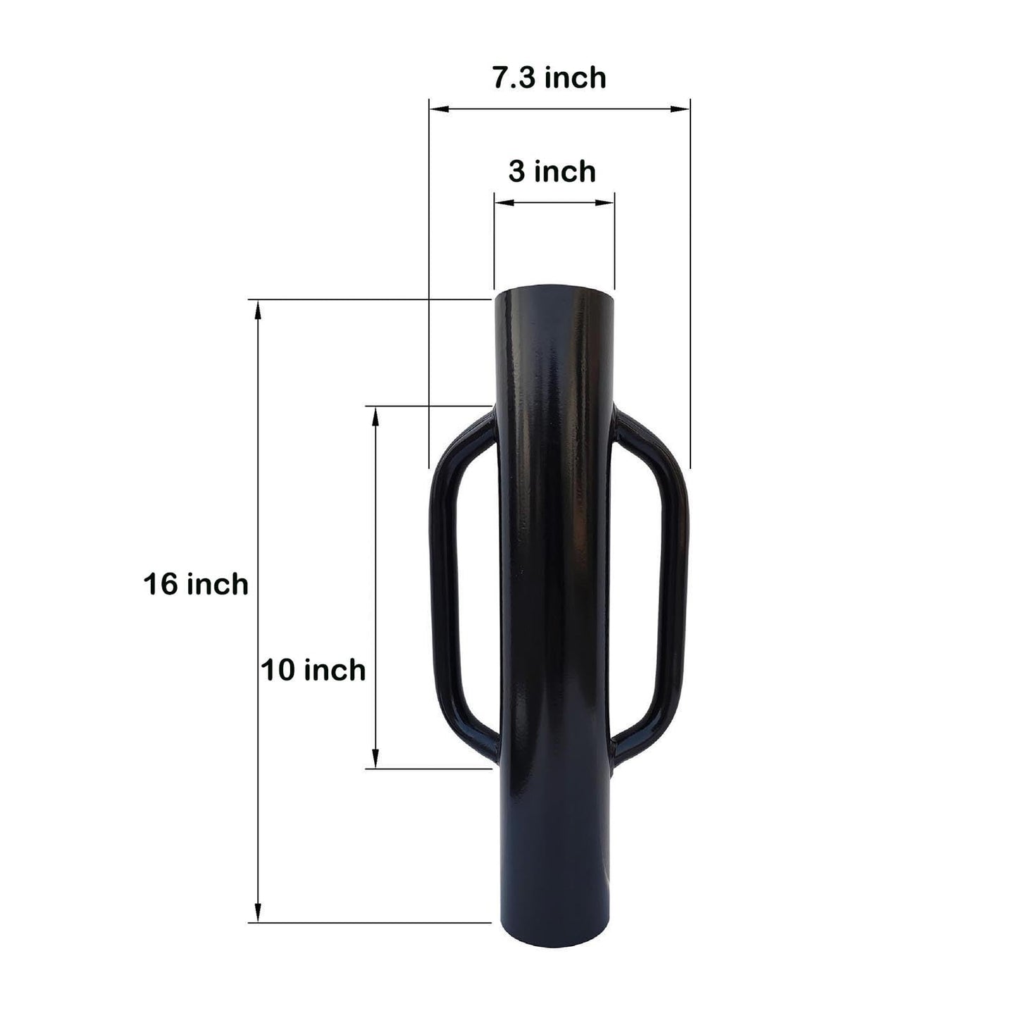MTB Garden 1 Pack 16 inch Portable Post Driver with Handle, 8LB Black Iron T Post Digger Hand Post Rammer for Installing Fences, Fence Post Pounder Good for Small Projects