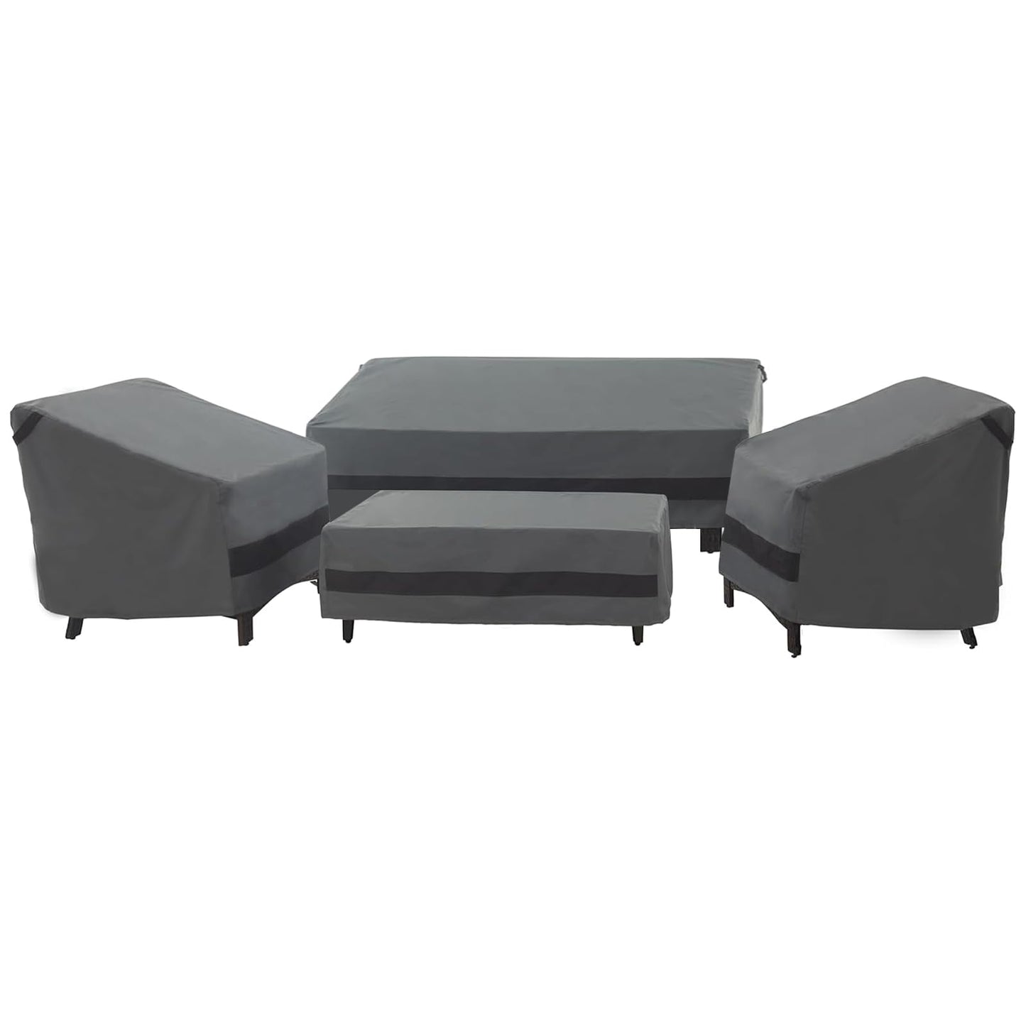loriano Patio Furniture Cover Set, 4 Piece Outdoor Furniture Cover Waterproof, 600D Heavy Duty Lawn Patio Set Covers (Large, Grey)