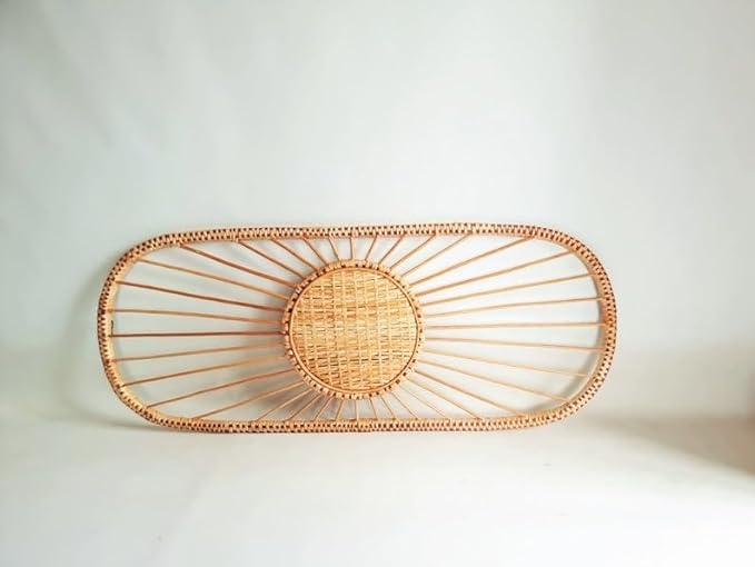 direfly Boho Chic Rattan Headboard – Handwoven Wicker & Reclaimed Wood Frame – Queen/King/Full/Double Size Natural Bed Headboard