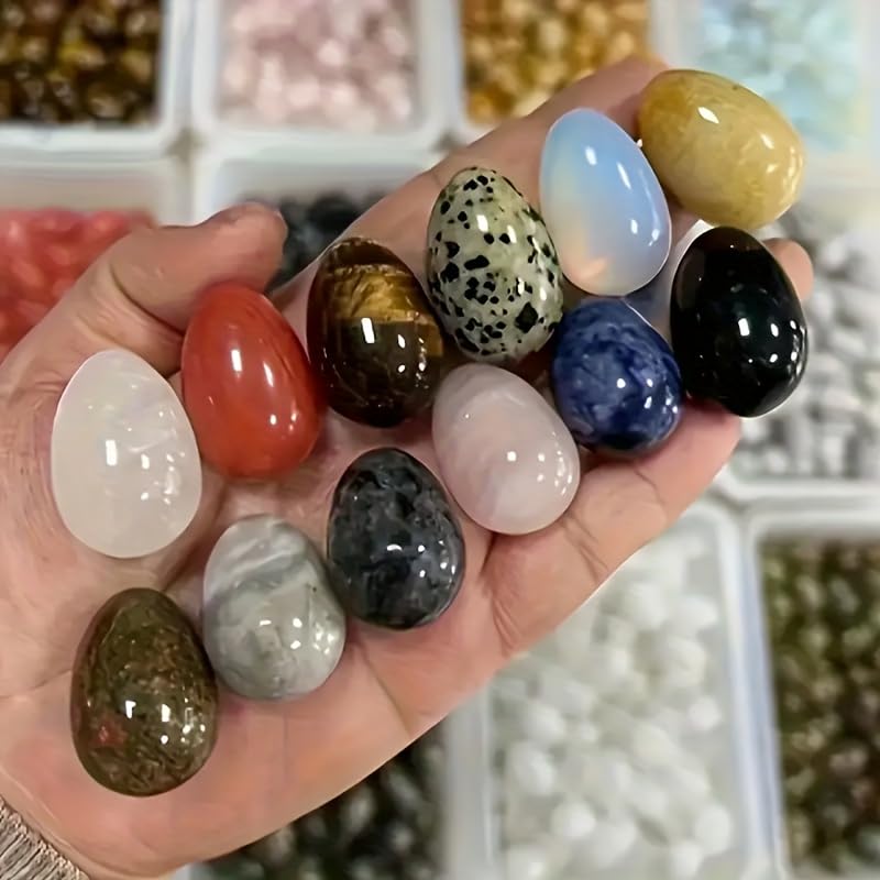 6Pcs Easter Egg Stones, Crystal Polished Decorative Stones, DIY Crafts for Home Desktop Ornament, Aquarium Decoration, Holiday & Birthday Gifts for Family
