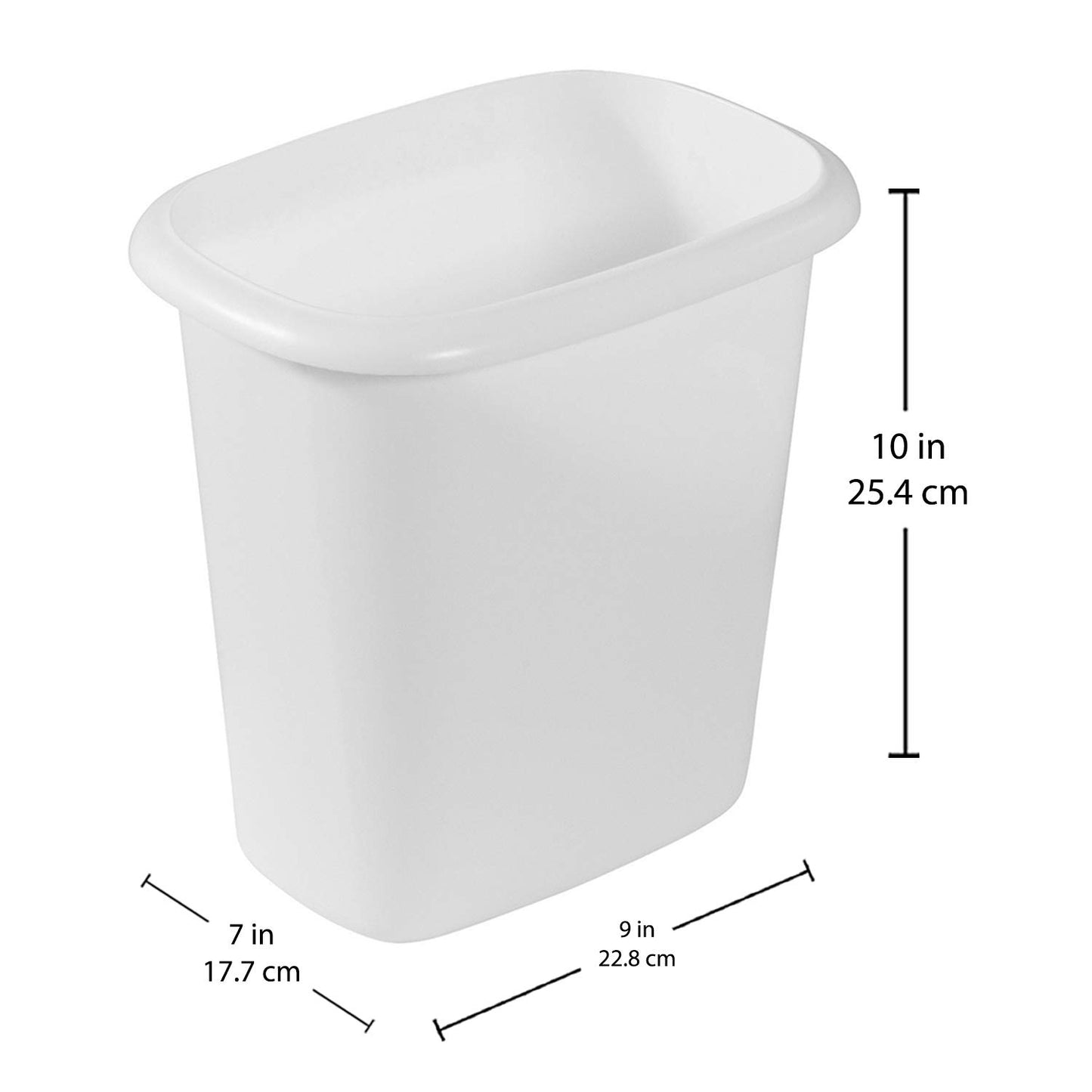 Rubbermaid Vanity Trash Can/Wastebasket 1.5-Gallons/6-Quarts White for Under Counter/Kitchen/Office/Bedroom/Bathroom