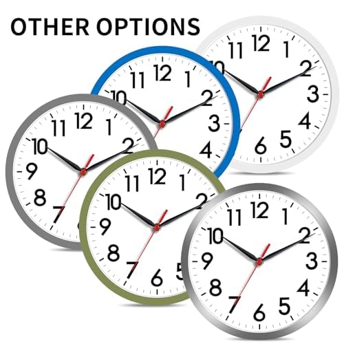AKCISOT 8 Inch Wall Clock, Silent Battery Operated Analog Clock, Black