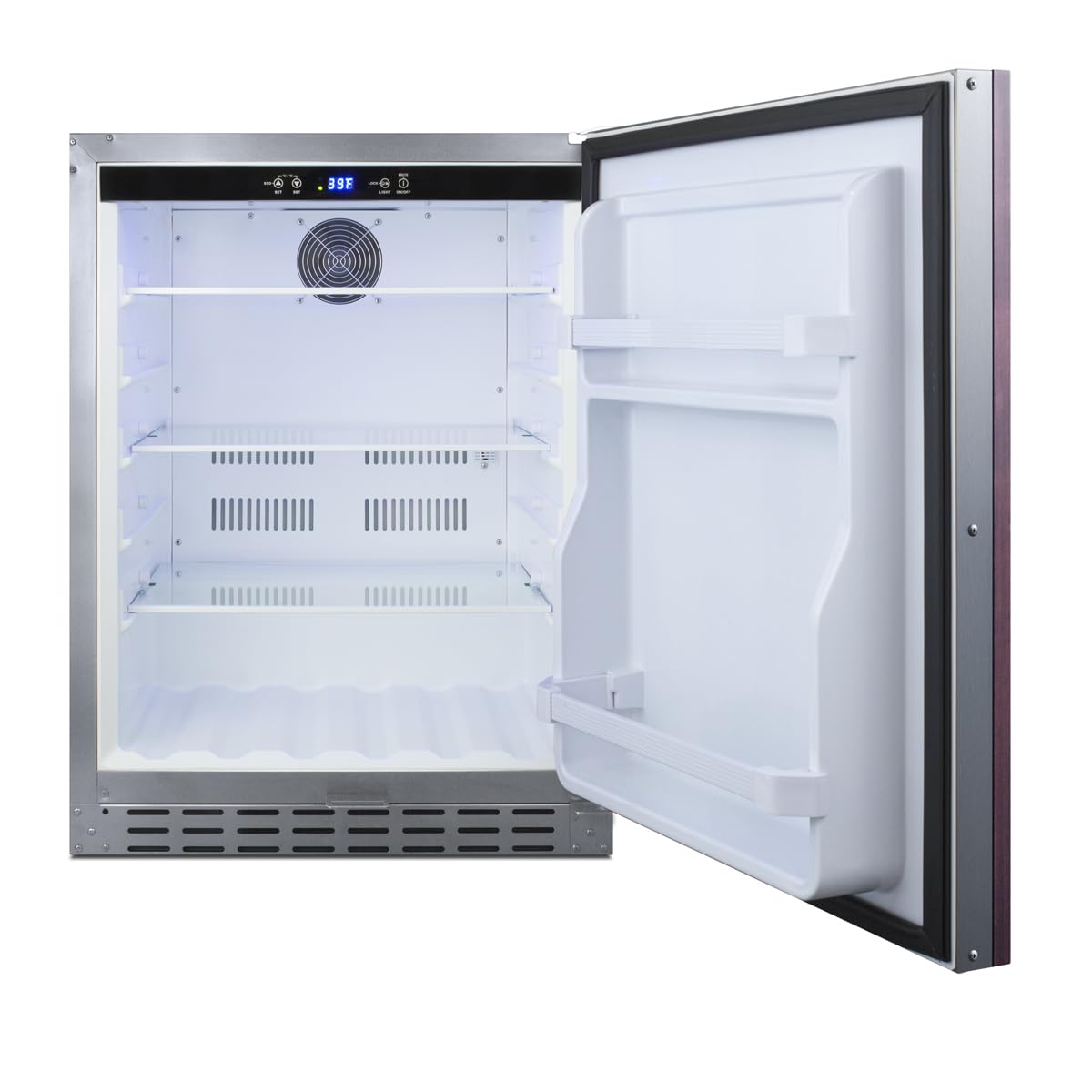 Summit 24” Refrigerator, Built-in, Outdoor Refrigerator, 4.2 cu.ft. Capacity, ADA Compliant, Stainless Steel Cabinet, Panel Ready Door*- AL55OSCSSIF (Panels Not Included)