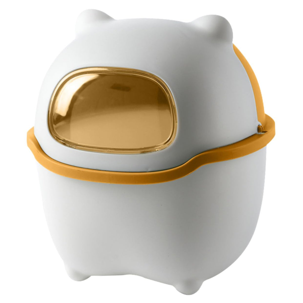 Yellow PP PET Mini Desktop Trash Can Cartoon Bear with Lid